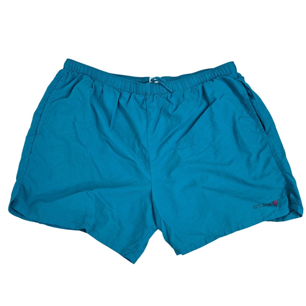 Vintage Stubbies‎ Swim Trunks Mens L Blue Nylon Lined Board Shorts USA Made 90s